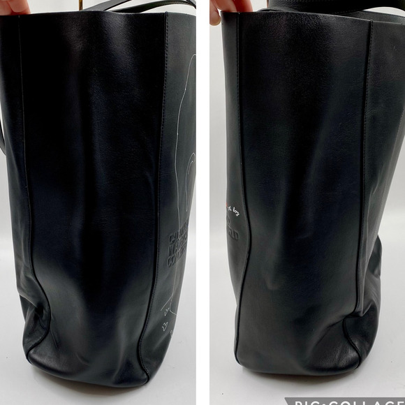 Calvin Klein x Andy Warhol Black Leather Tote Bag 205W39NYC RTW $1450 Shoulder - Picture 9 of 13